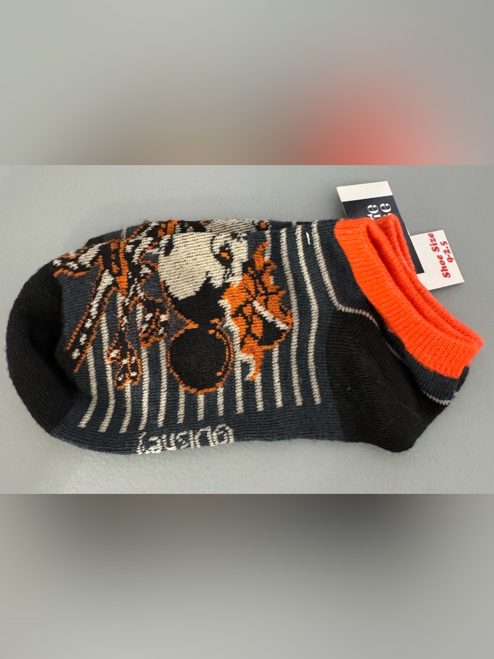 Disney Black & Orange Low-Cut Minnie Mouse Skull Socks Halloween seasonal